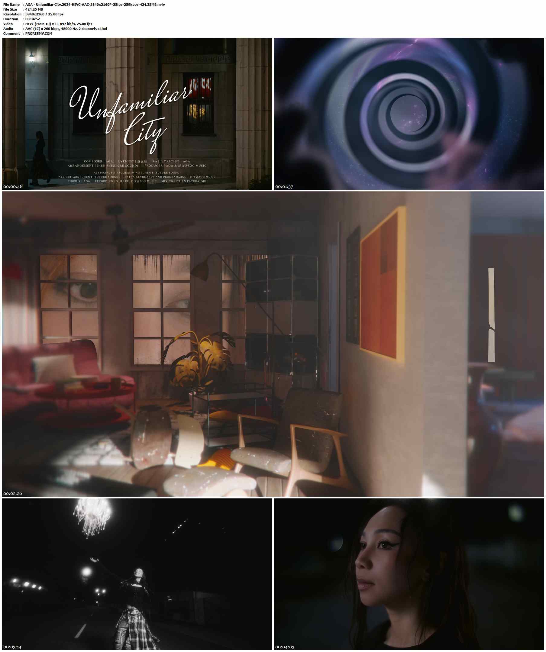 AGA - Unfamiliar City.2024-HEVC-AAC-3840x2160P-25fps-259kbps-424.25MB官方MV_高清MV