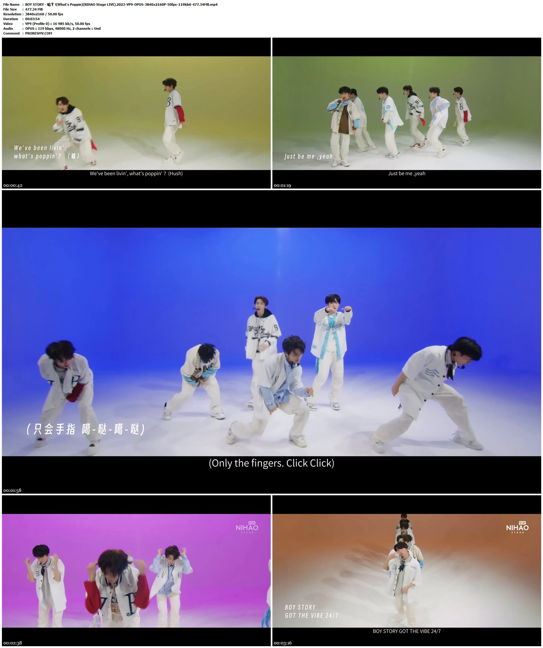 BOY STORY - 哈？!(What's Poppin)(NIHAO Stage LIVE).2023-VP9-OPUS-3840x2160P-50fps-119kbit-477.34MB官方MV_高清MV