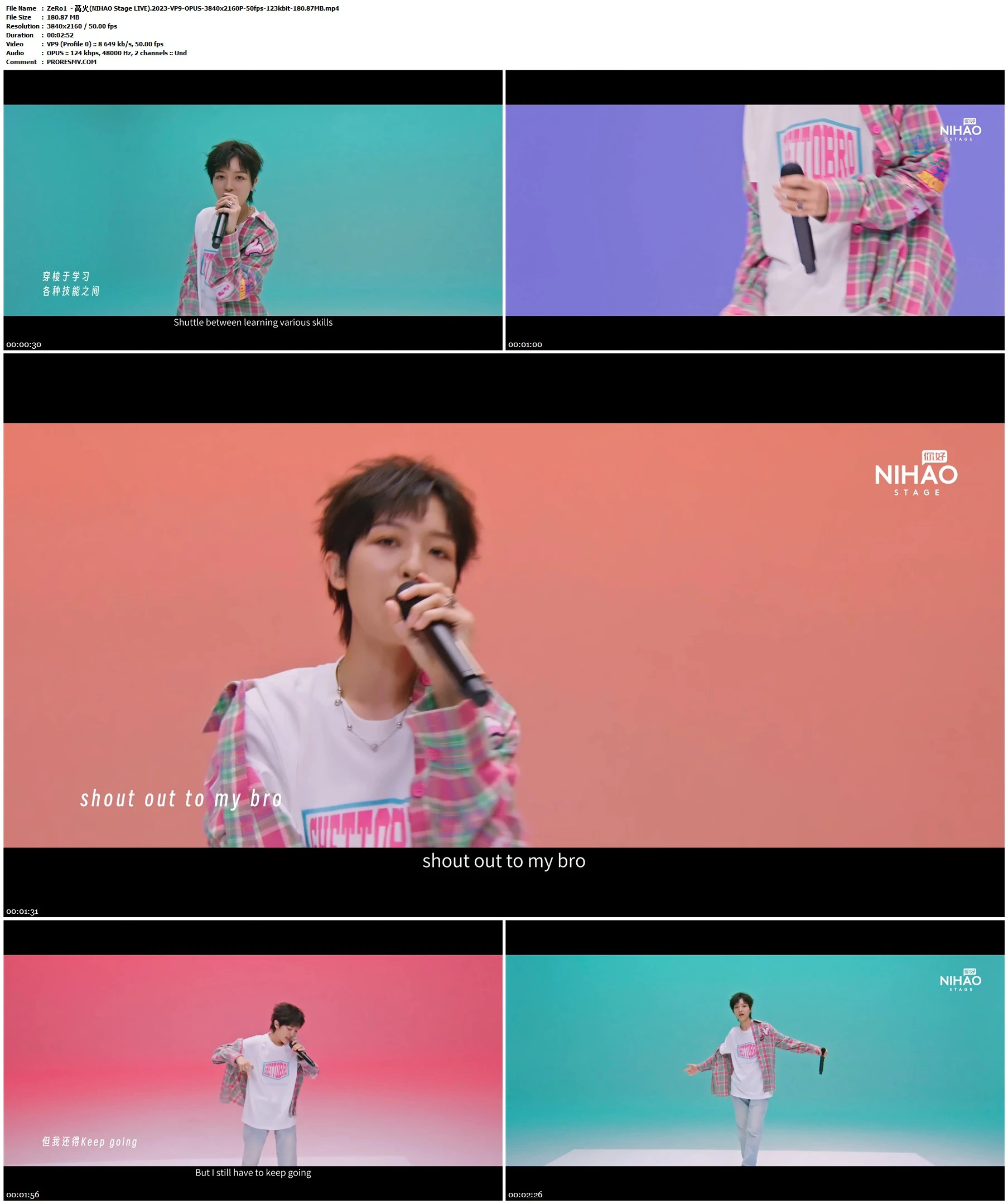 ZeRo1  - 篝火(NIHAO Stage LIVE).2023-VP9-OPUS-3840x2160P-50fps-123kbit-180.87MB官方MV_高清MV