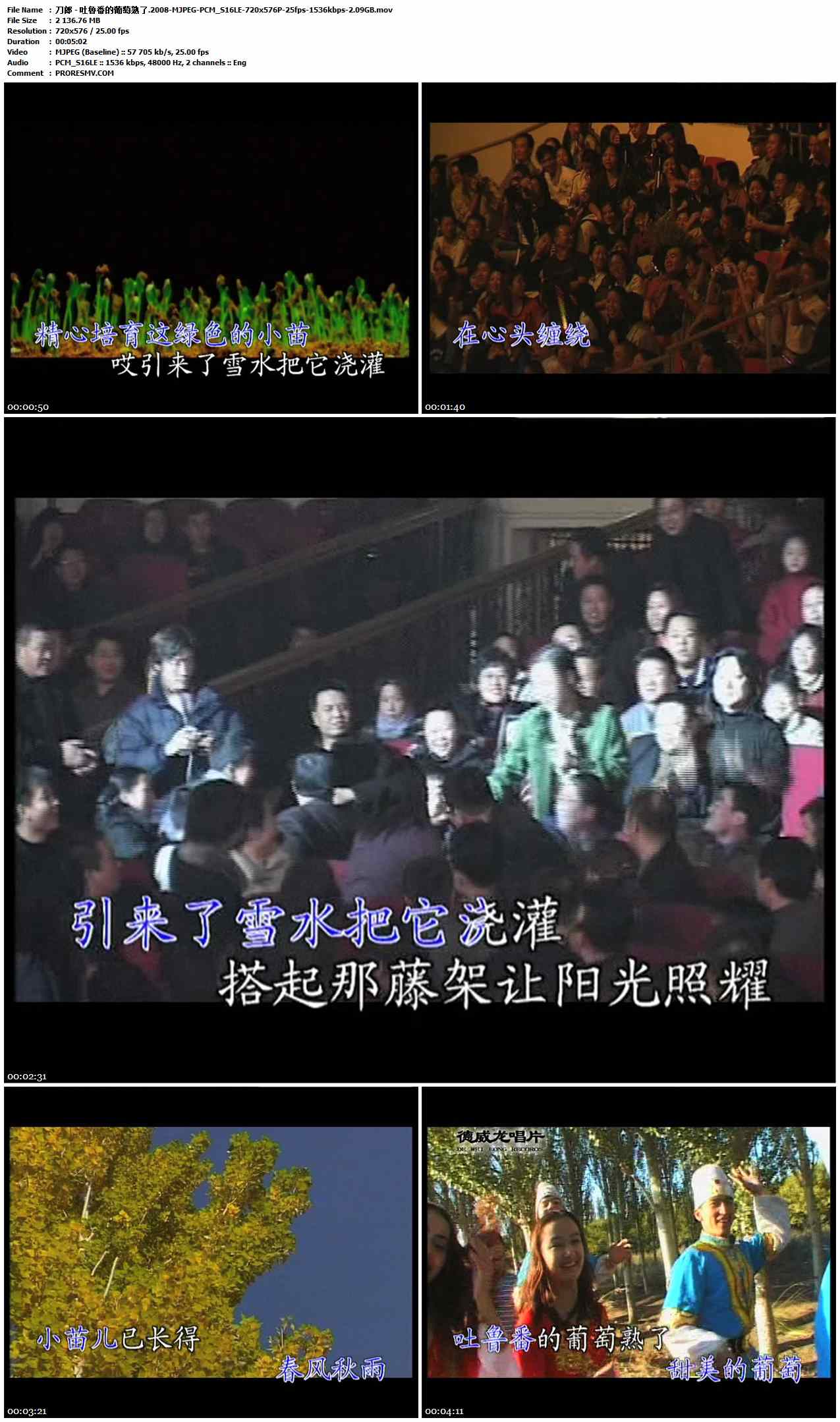 刀郎 - 吐鲁番的葡萄熟了.2008-MJPEG-PCM_S16LE-720x576P-25fps-1536kbps-2.09GB官方MV_高清MV
