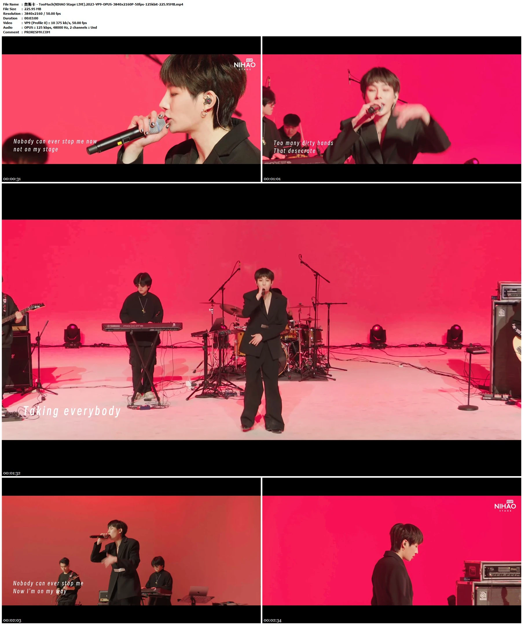 奥斯卡 - TooMuch(NIHAO Stage LIVE).2023-VP9-OPUS-3840x2160P-50fps-125kbit-225.95MB官方MV_高清MV