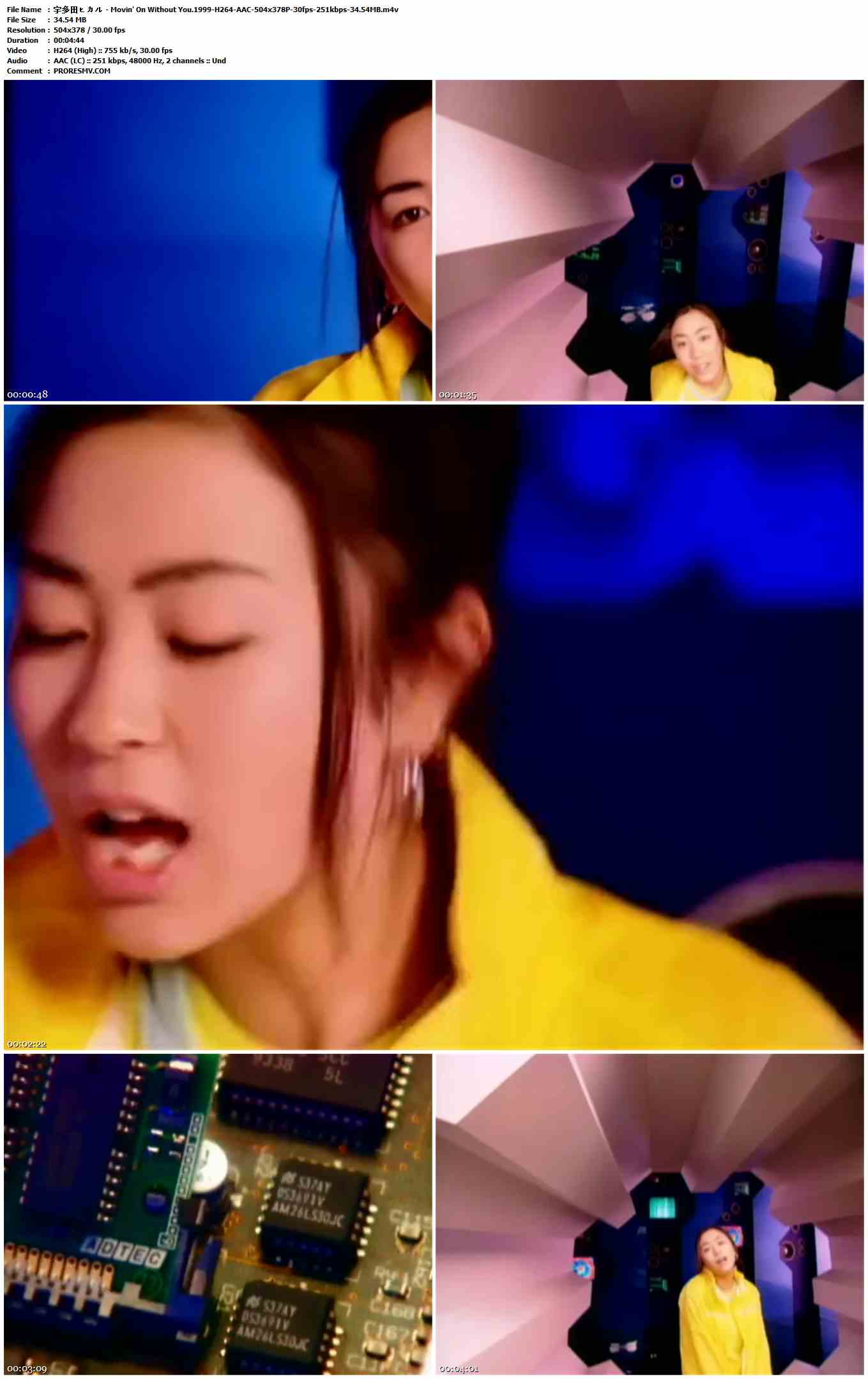 宇多田ヒカル - Movin' On Without You.1999-H264-AAC-504x378P-30fps-251kbps-34.54MB官方MV_高清MV