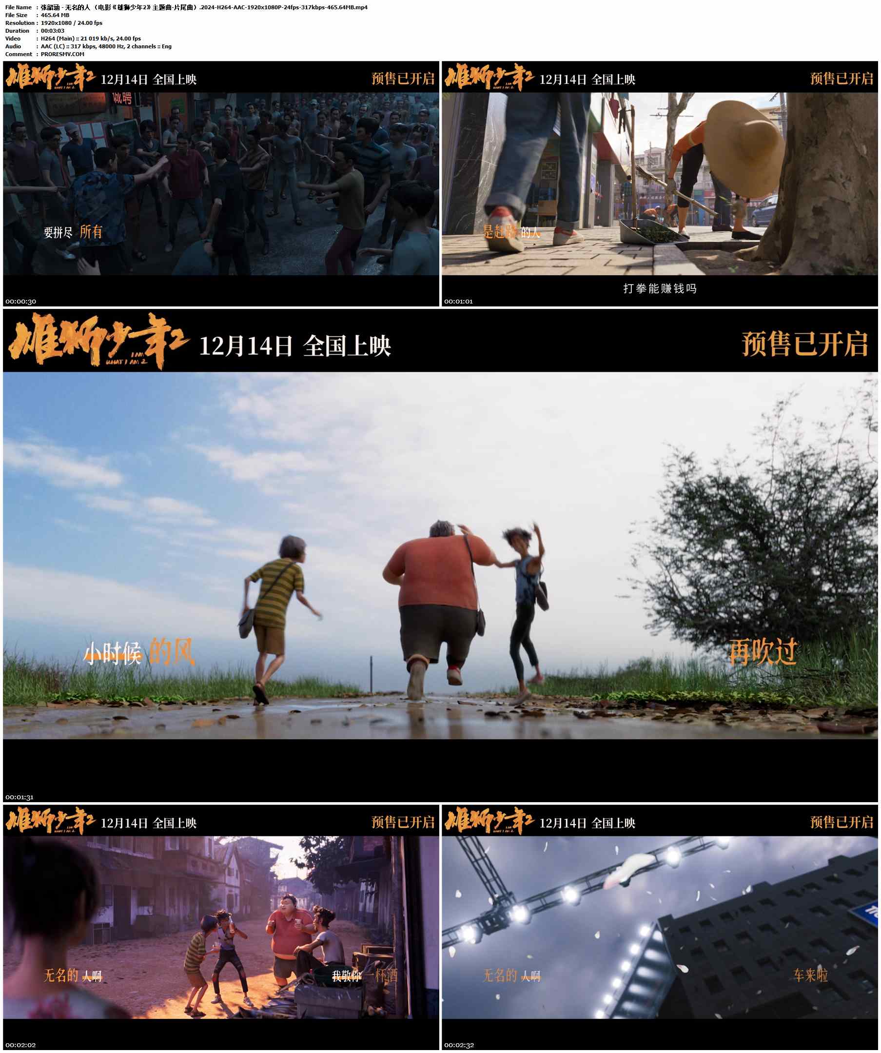张韶涵 - 无名的人 （电影《雄狮少年2》主题曲-片尾曲）.2024-H264-AAC-1920x1080P-24fps-317kbps-465.64MB官方MV_高清MV