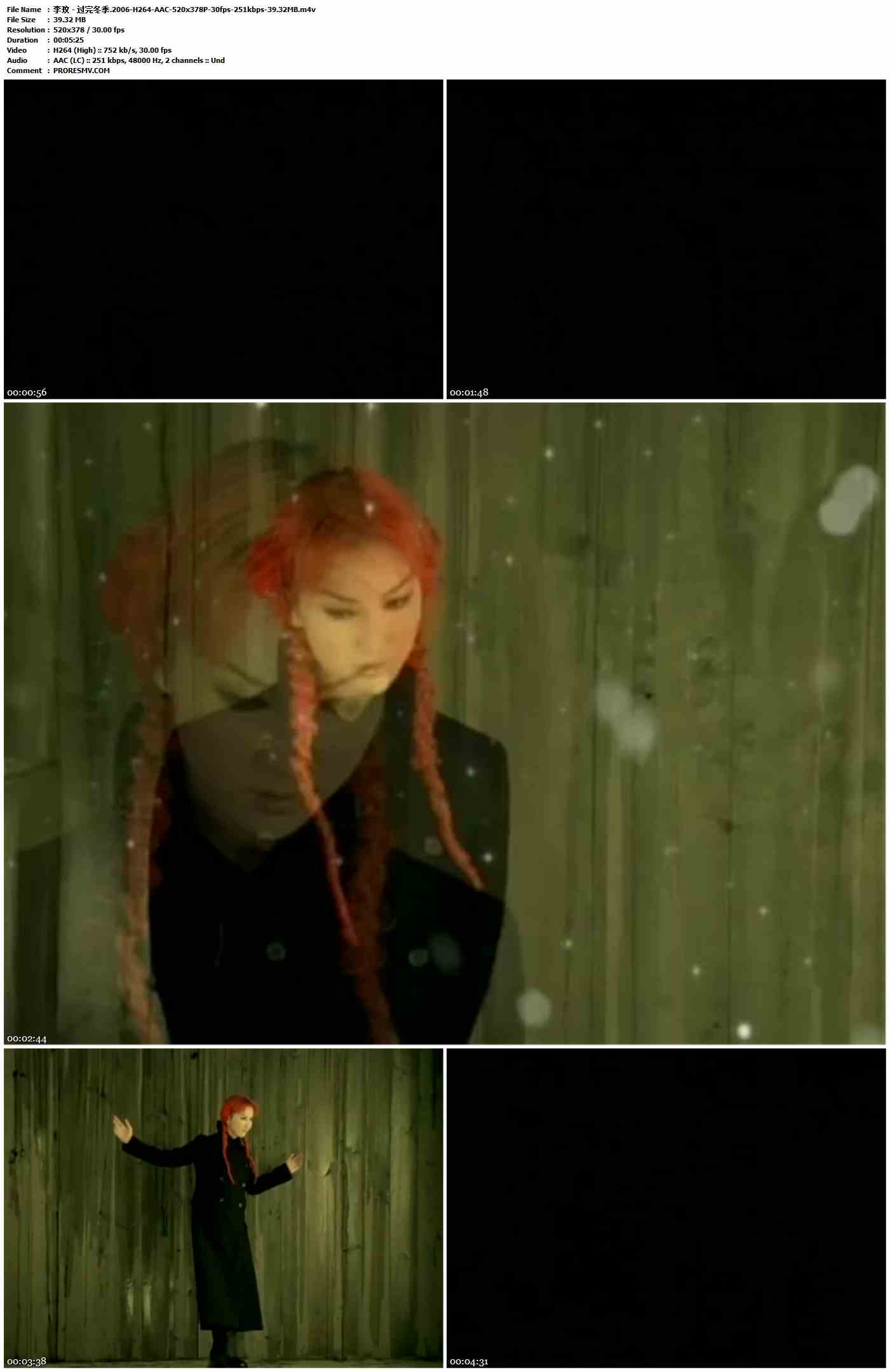李玟 - 过完冬季.2006-H264-AAC-520x378P-30fps-251kbps-39.32MB官方MV_高清MV