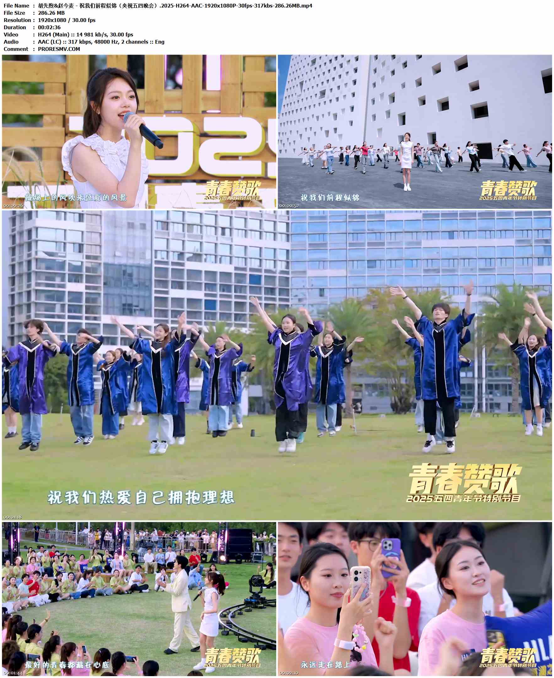 胡先煦&赵今麦 - 祝我们前程似锦（央视五四晚会﻿）.2025-H264-AAC-1920x1080P-30fps-317kbs-286.26MB官方MV_高清MV